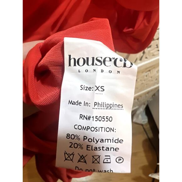 House of CB Valentina Scarlet Asymmetric Cutout Midi Dress Size XS - Picture 6 of 9